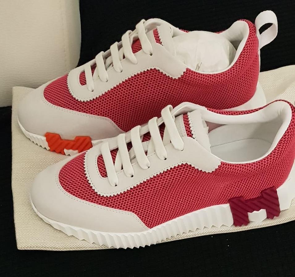 Hermes Bouncing Sneakers Color Vinicunca Pink / White Size 39 In New Condition In Nicosia, CY