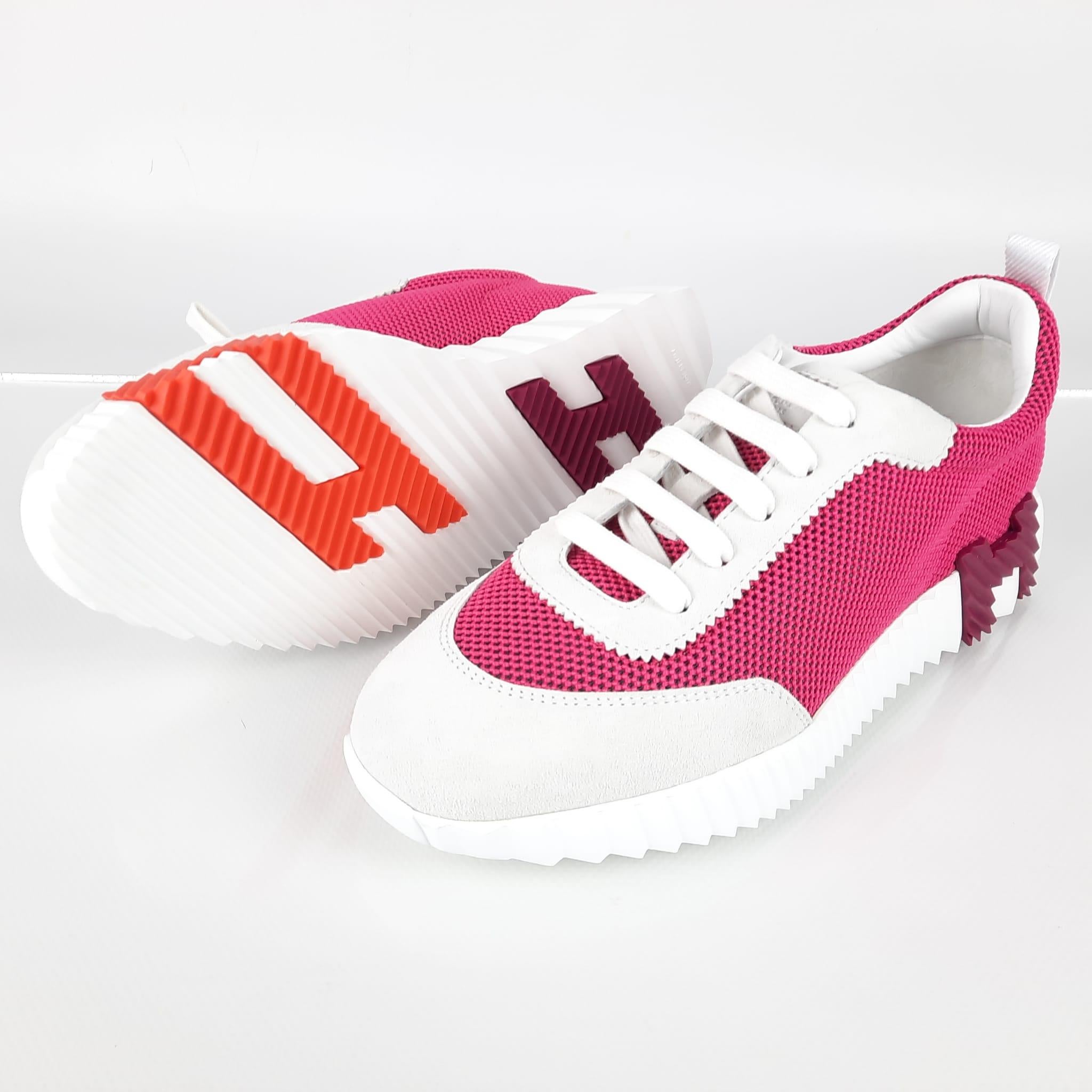 Hermes Bouncing Sneakers Color Vinicunca Pink / White Size 39  2
