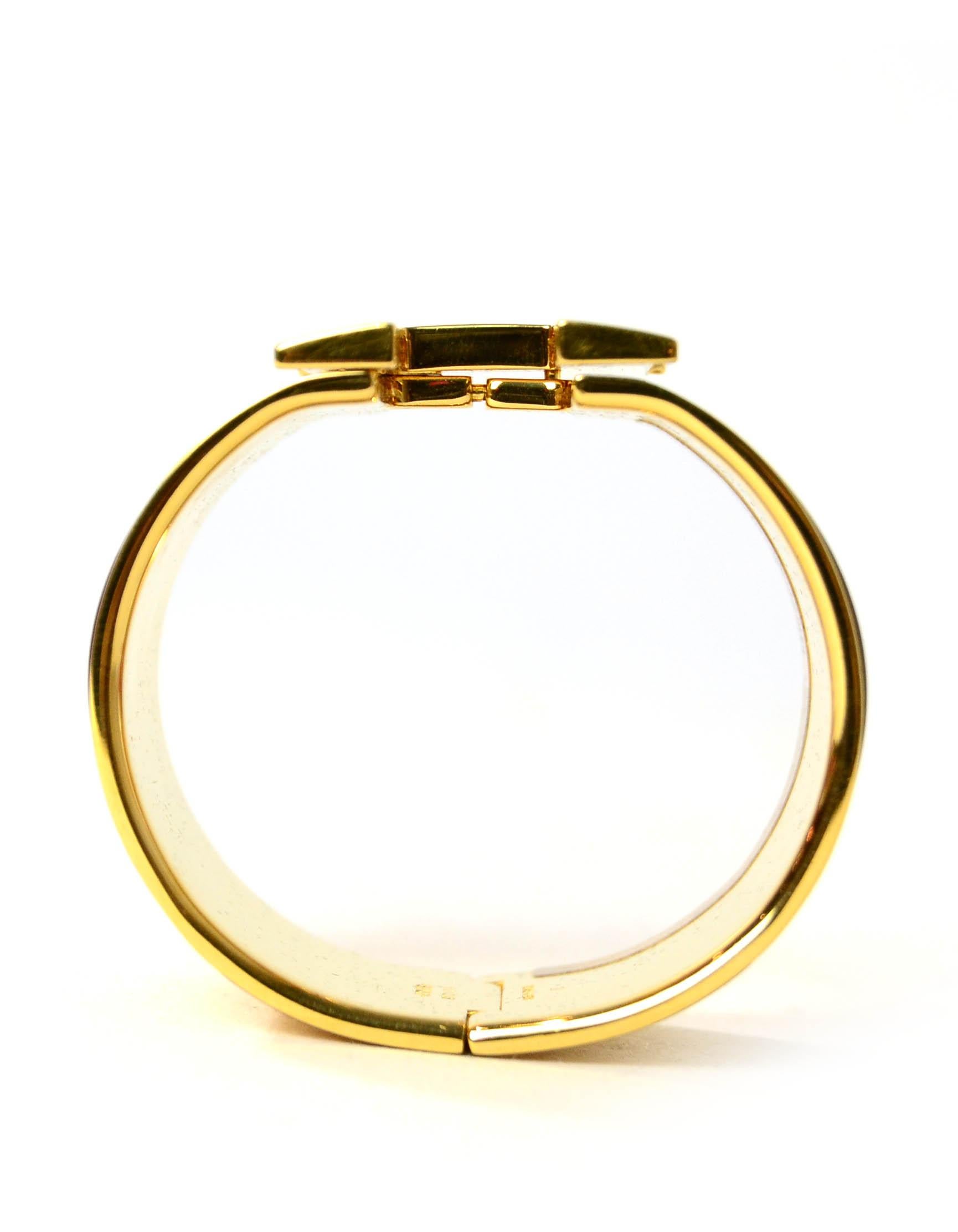 Women's Hermes Bourgogne Burgundy/ Gold Enamel Extra Wide H Clic Clac Bracelet sz PM