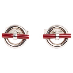 Hermès Bouton manchette Flibustier Silver Resin cufflink Flibustier Hermes