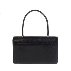 Hermes Boutonniere 26cm Black Lezard Handbag