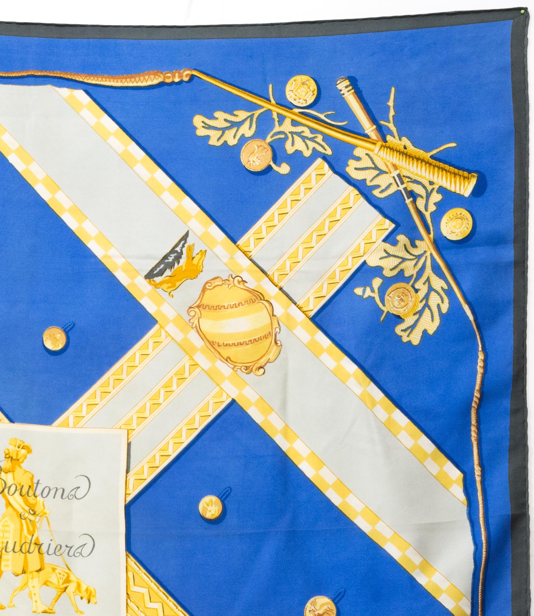 Hermes Boutons et Baudriers by C. Hallo Silk Scarf In Good Condition For Sale In Paris, FR