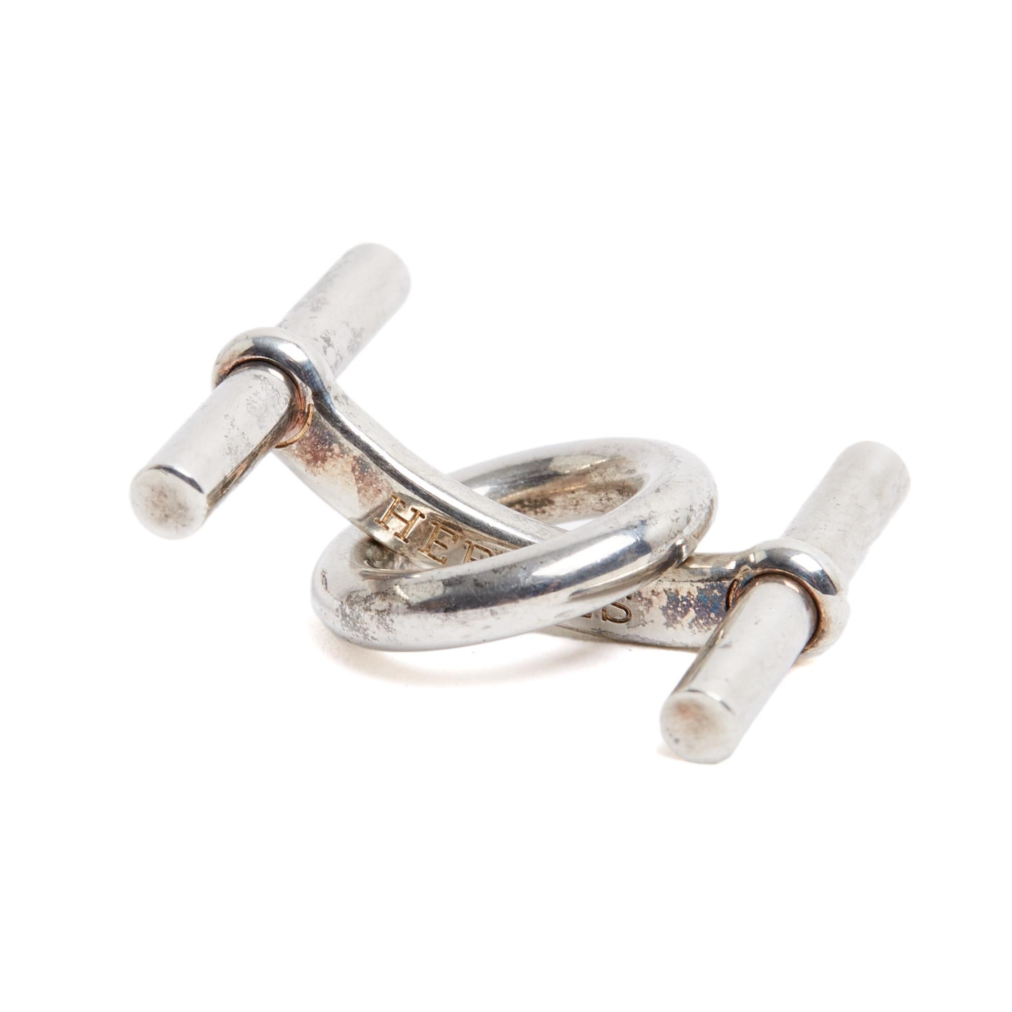 Hermès Boutons Manchette Chaine Ancre Gemelli in argento Sterling Hermès Esaurito In condizioni ottime in vendita a PARIS, FR
