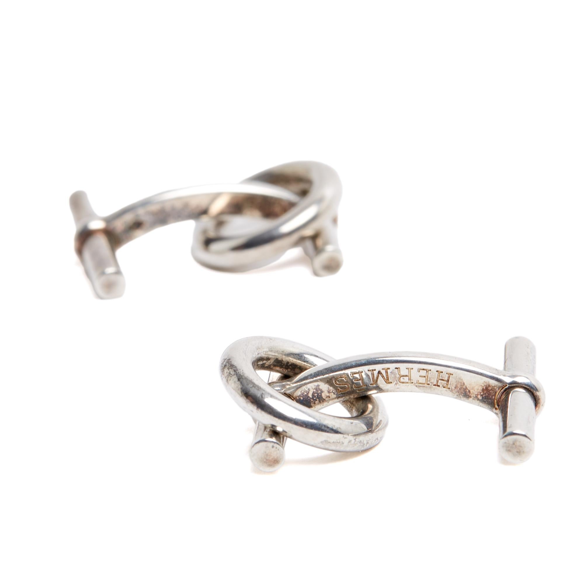 da uomo o donna Hermès Boutons Manchette Chaine Ancre Gemelli in argento Sterling Hermès Esaurito in vendita