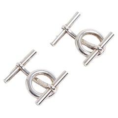 Hermès Boutons Manchette Chaine Ancre Gemelli in argento Sterling Hermès Esaurito