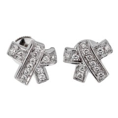 Hermes Bow Diamond White Gold Earrings