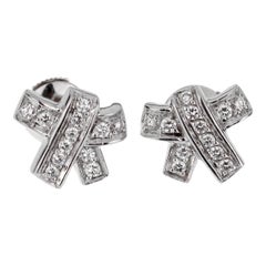 Hermes Bow Diamond White Gold Earrings