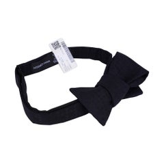 Hermes Bow Tie Faconnee New H Black Silk New