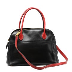 Hermes Box Calf Black and Red Leather Bolide Handbag