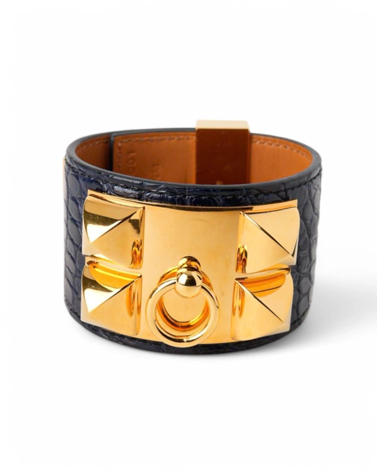 Hermès Bracciale Collier De Chien Alligatore Blu In condizioni ottime in vendita a Torre Del Greco, IT
