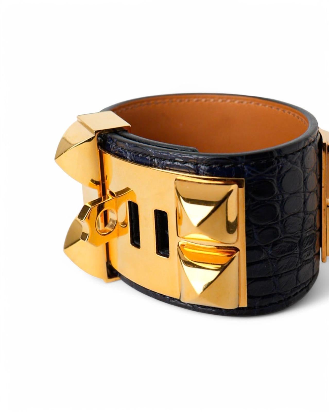 Hermès Bracciale Collier De Chien Alligatore Blu in vendita 2