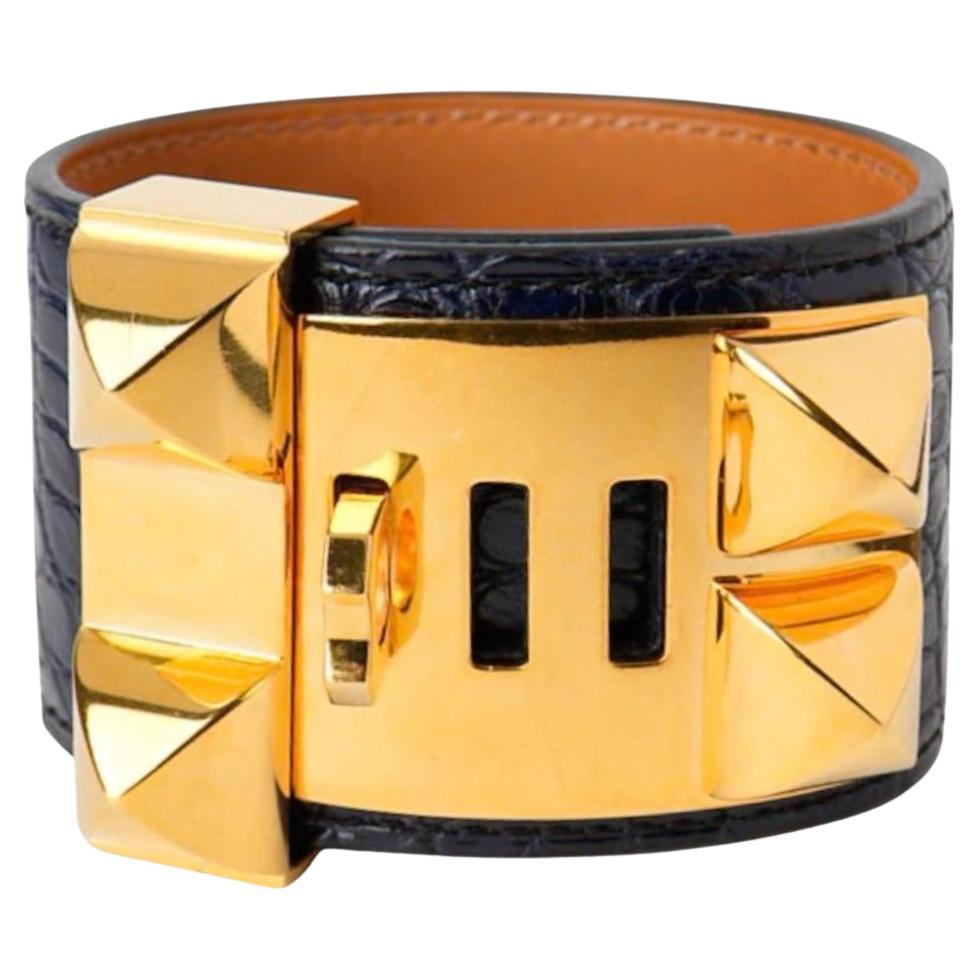 Hermès Bracelet Collier De Chien Alligator Blue
