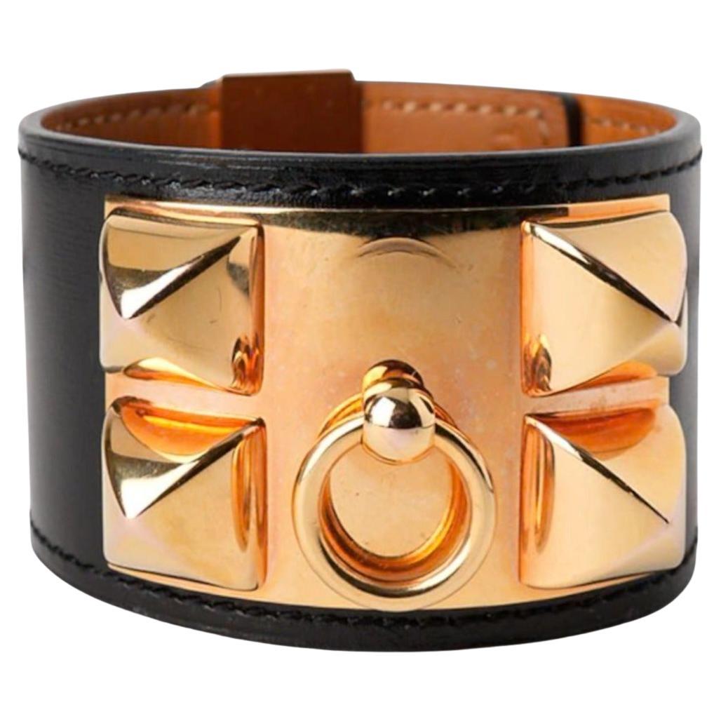 Hermès Pulsera Collier De Chien Box Becerro Negro