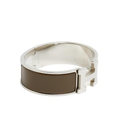 Hermès Bracelet Argente Large GM Clic Clac H Etoupe Enamel L Bracelet Hermes