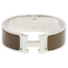 Hermès Bracelet Argente Large GM Clic Clac H Etoupe Enamel L Bracelet Hermes
