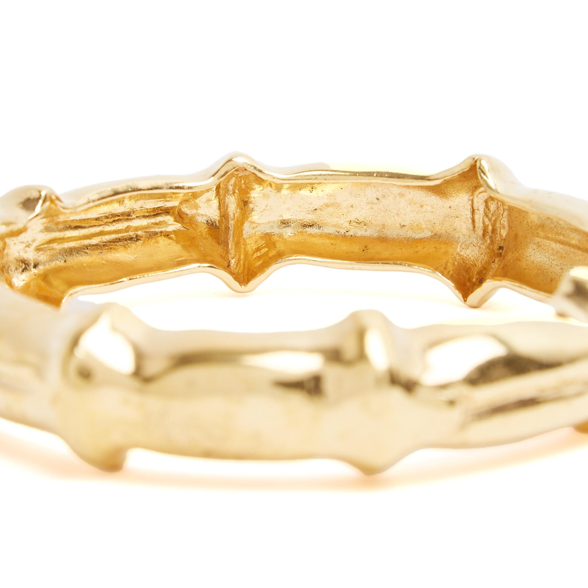 Women's or Men's Hermès Bracelet Bambou circa 1990 Golden Metal Bamboo Bangle Bracelet Hermes For Sale