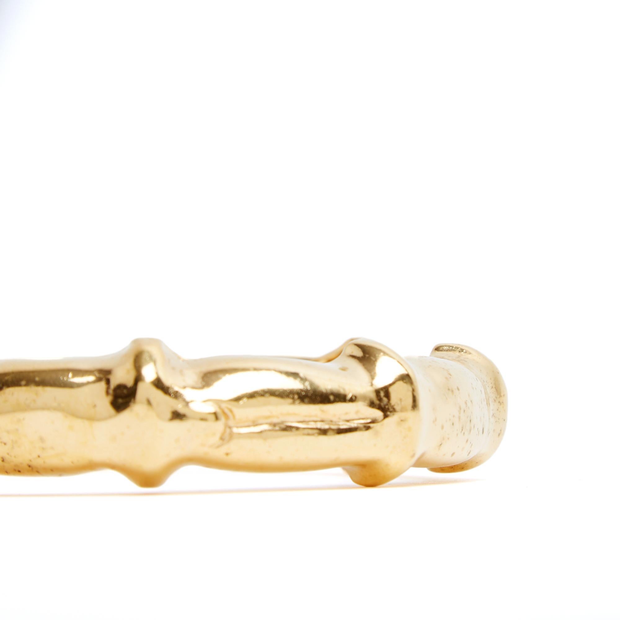 Hermès Bracelet Bambou circa 1990 Golden Metal Bamboo Bangle Bracelet Hermes For Sale 1