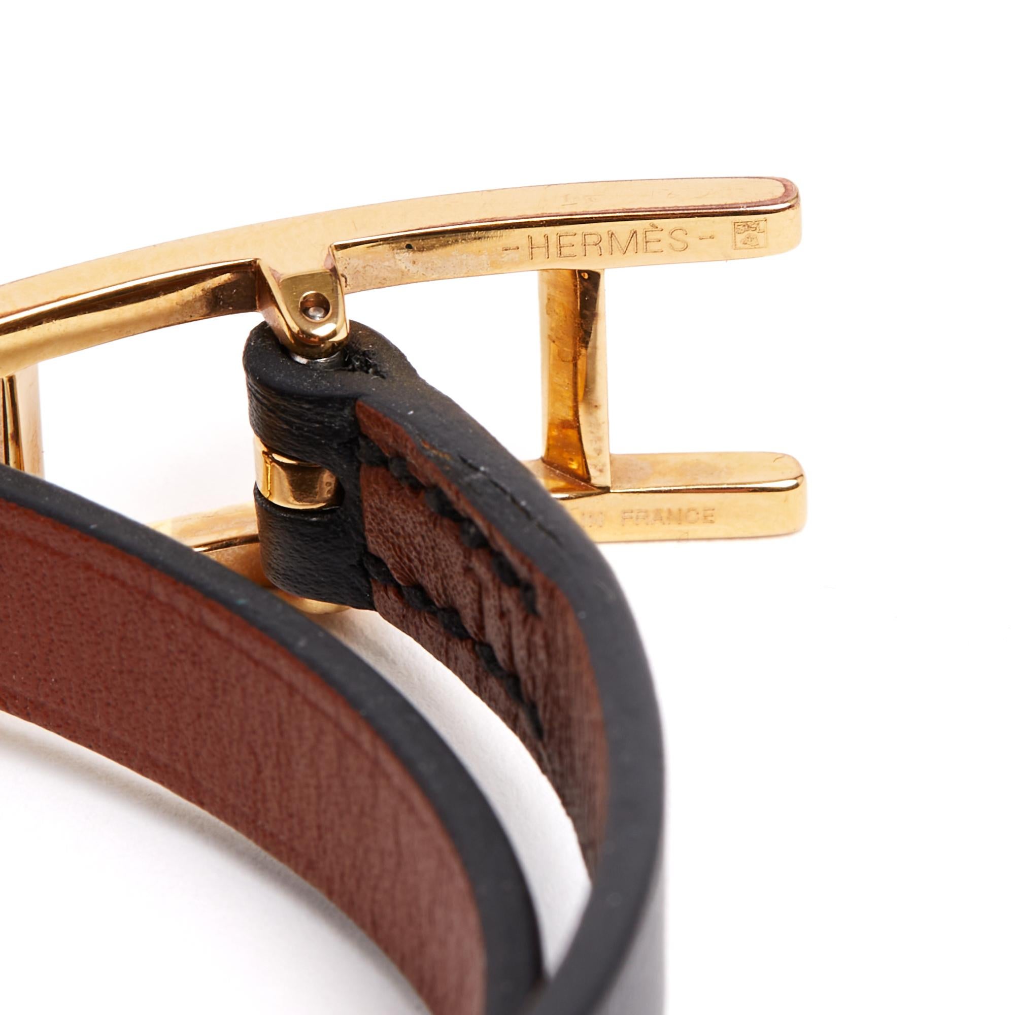 Hermès Pulsera Behapi doble Tour T1 Pulsera Behapi de cuero negro XS Hermes en Excelente estado para la venta en PARIS, FR
