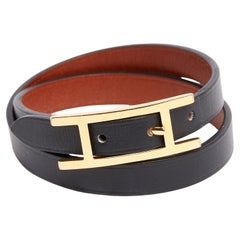 Hermès Bracelet Behapi double Tour T1 Black Leather Behapi Bracelet XS Hermes