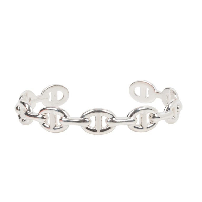 Hermes Bracelet Chaine D'Ancre Enchainee Sterling Silver Cuff L at 1stDibs  | hermes silver bracelet, hermes bracelet silver, chaine d'ancre enchainee  bracelet