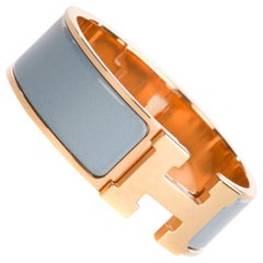Hermès bracelet Clic H in rose gold metal and blue enamel, new !