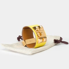 Bracelet Hermès "Collier de Chien" en cuir de crocodile lime mat, GHW