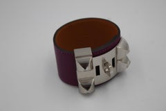 Hermes Bracelet Collier de Chien "Medor" in Purple Leather