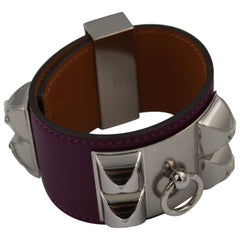 Hermes Bracelet Collier de Chien "Medor" in Purple Leather