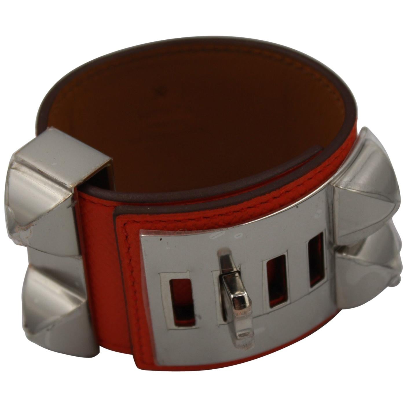 Hermes Bracelet Collier de Chien "Medor" in Purple Leather