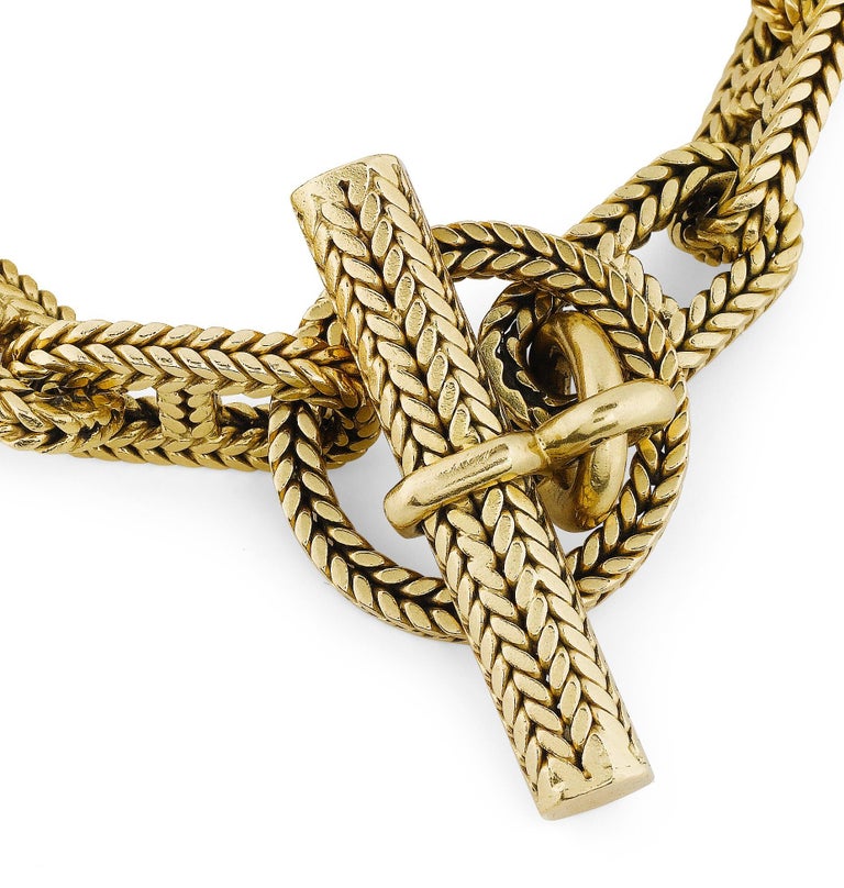 Hermes Bracelet Design by Georges Lenfant Small Links Modernist Anchor Chain For Sale 2