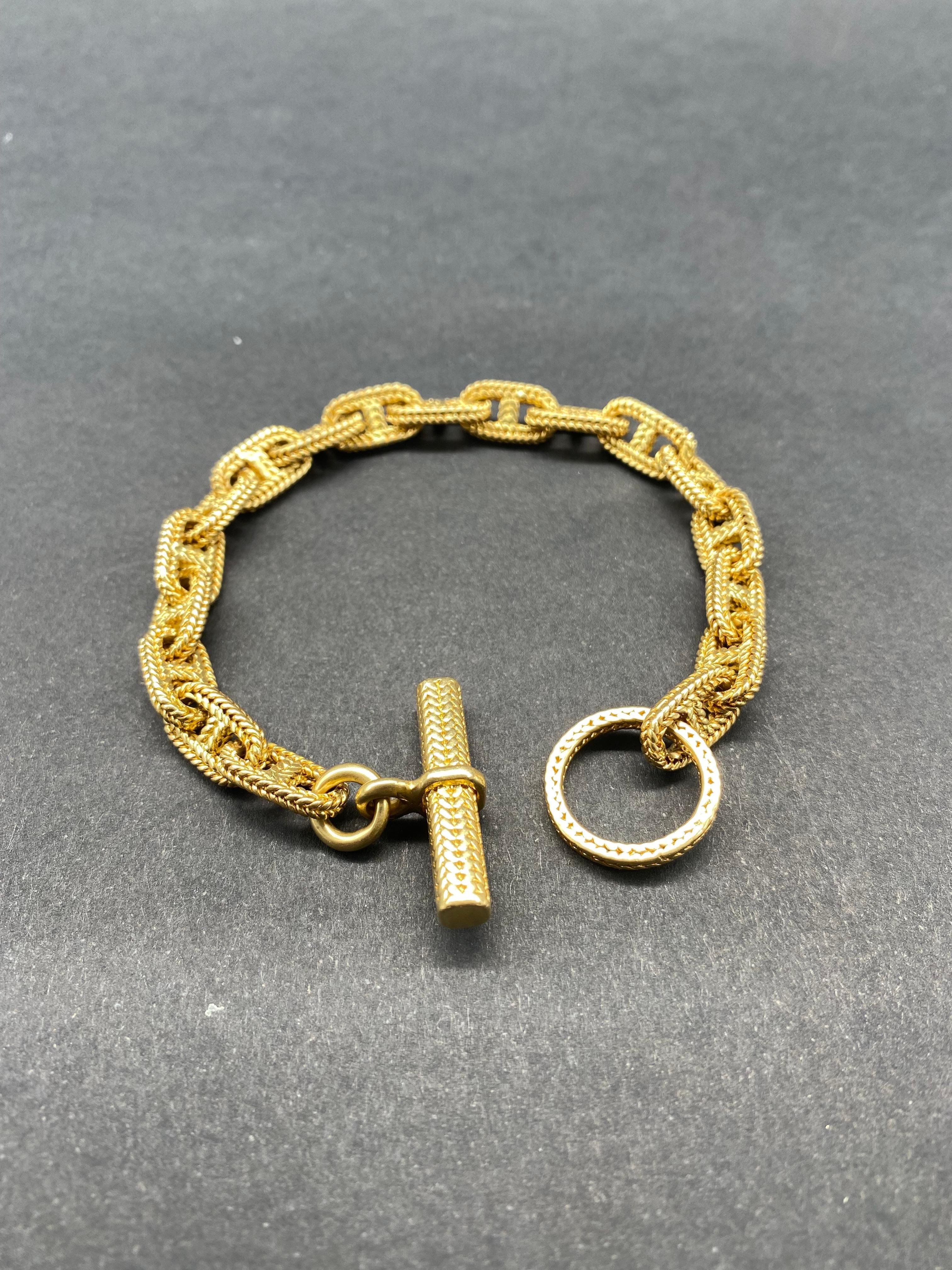 Modernist Hermes Bracelet by Georges Lenfant  Solid Yellow Gold 18 Karat  