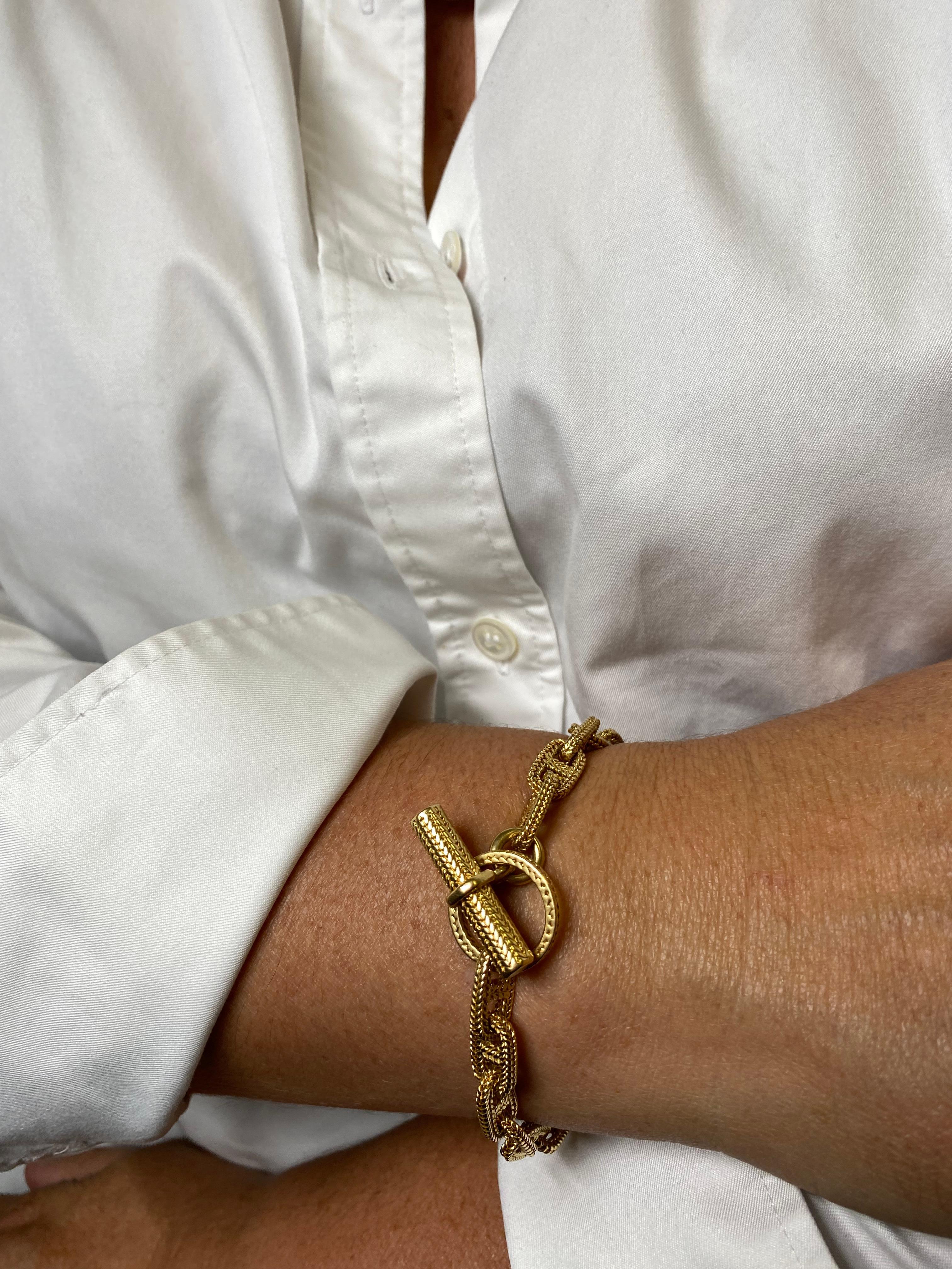 Women's or Men's Hermes Bracelet by Georges Lenfant  Solid Yellow Gold 18 Karat  