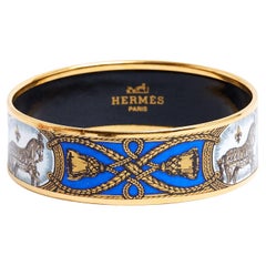 Hermès Bracelet Email Grand Apparat 70 Blue Enamel Bracelet Bangle Size M Hermes