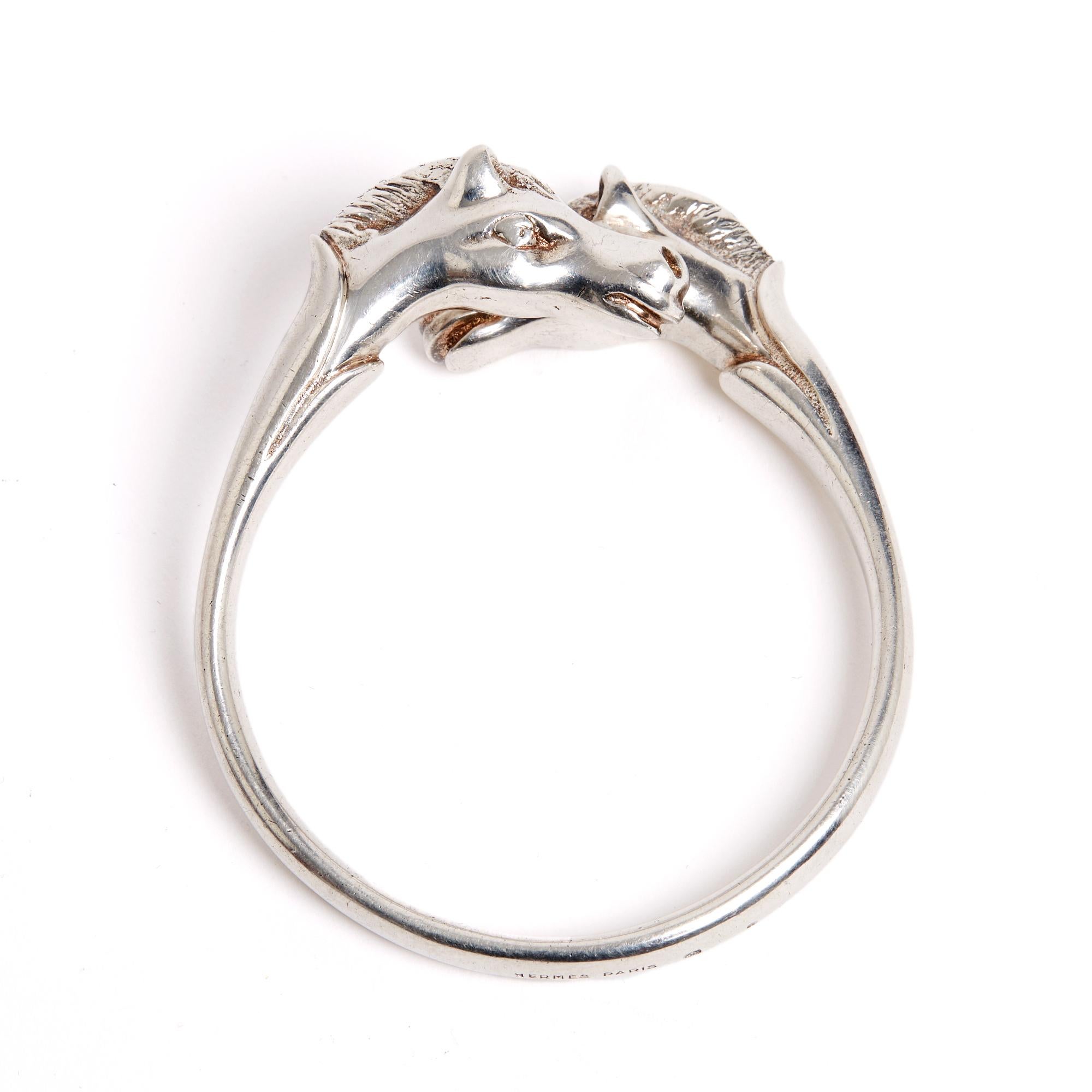 Hermès Pulsera Galop doble Argent 1985s Plata de ley Pulsera Gallop Hermes en Bueno estado para la venta en PARIS, FR