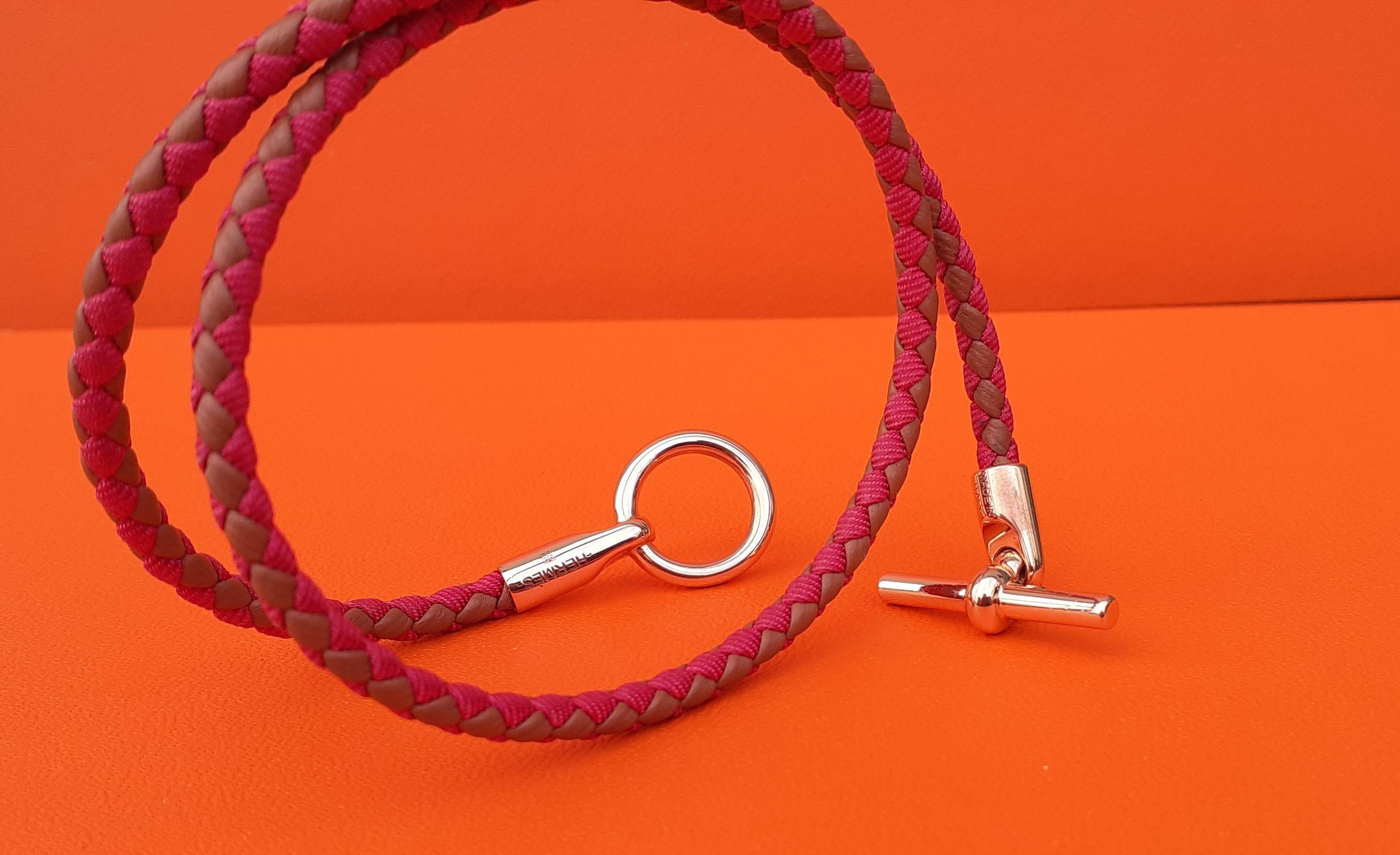 Hermès Bracelet Glenan double tour or / rose indien rosé Ghw T3 en vente 4
