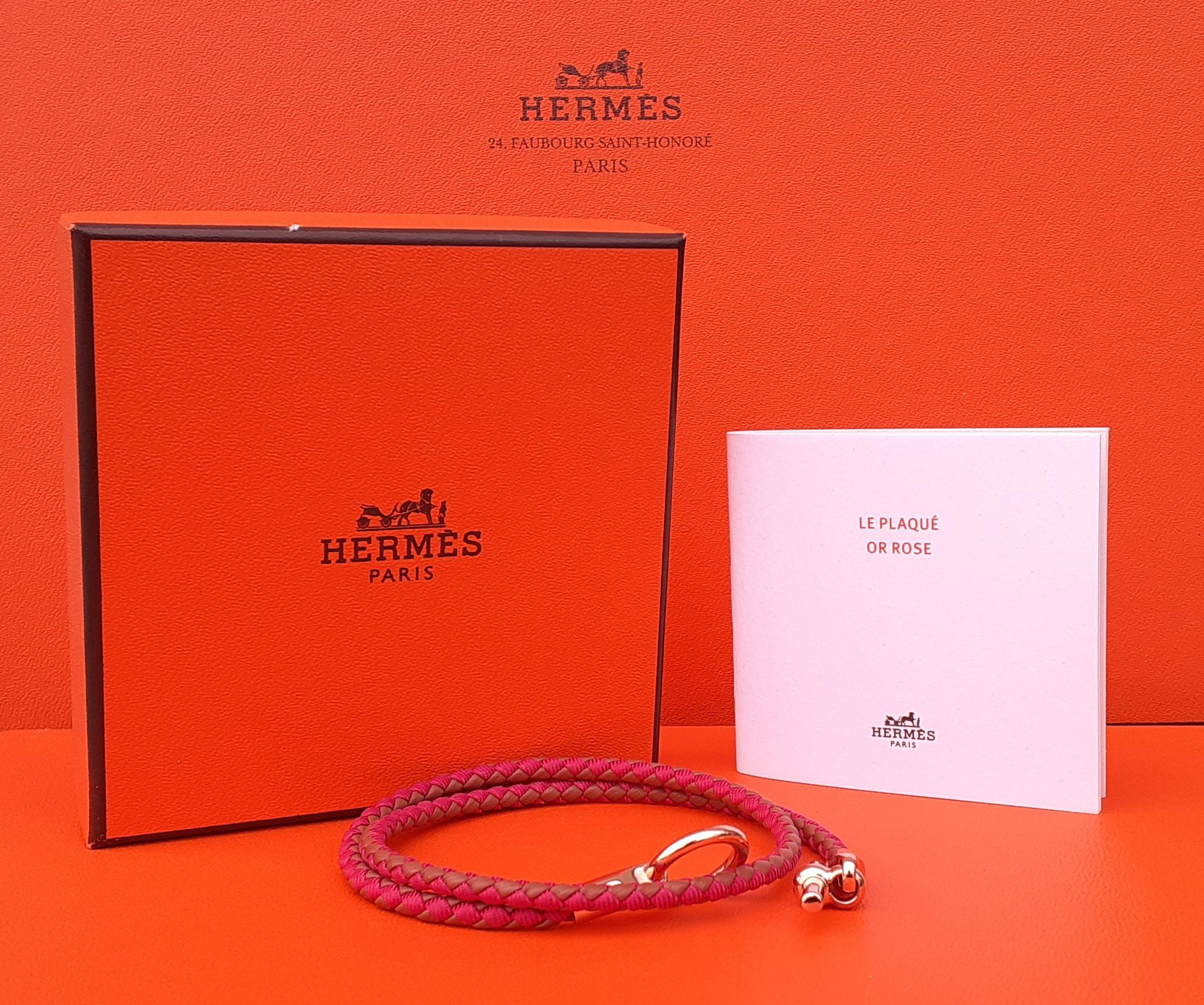 Hermès Bracelet Glenan Double Tour Gold / Rose Indien Rosé Ghw T3