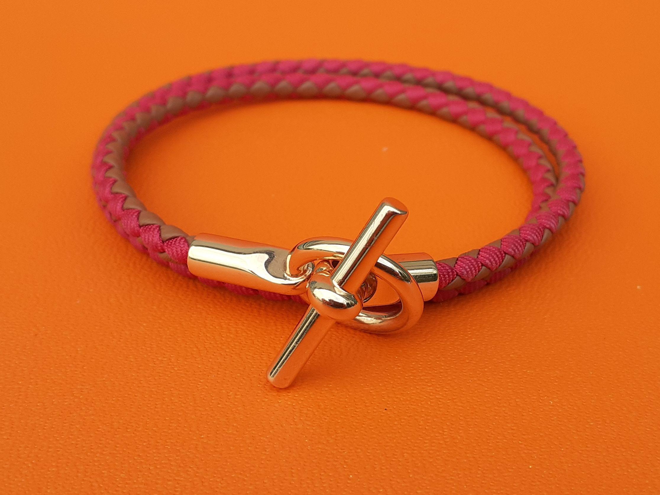 Hermès Bracelet Glenan Double Tour Gold / Rose Indien Rosé Ghw T3 