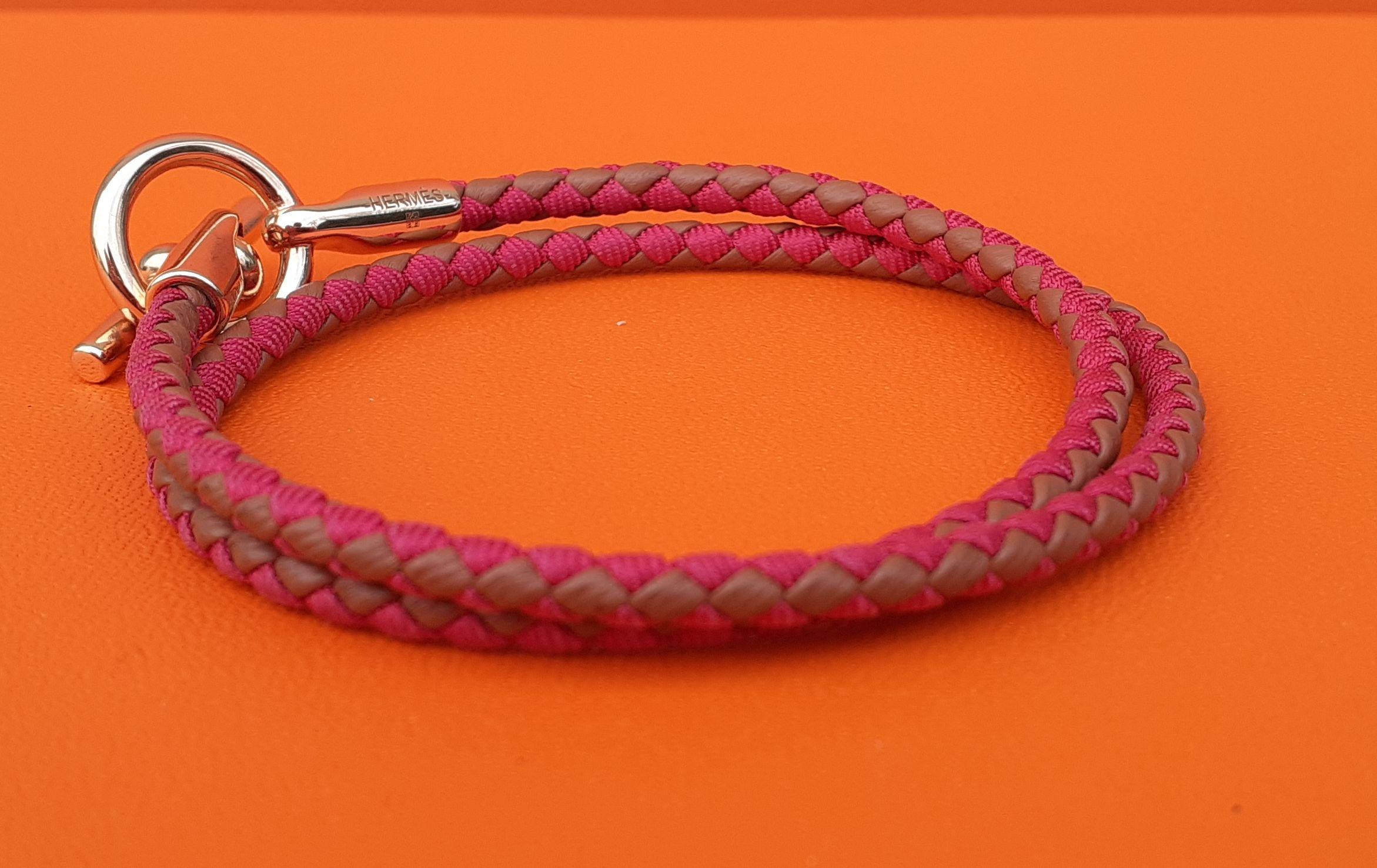 Hermès Bracelet Glenan double tour or / rose indien rosé Ghw T3 Pour femmes en vente