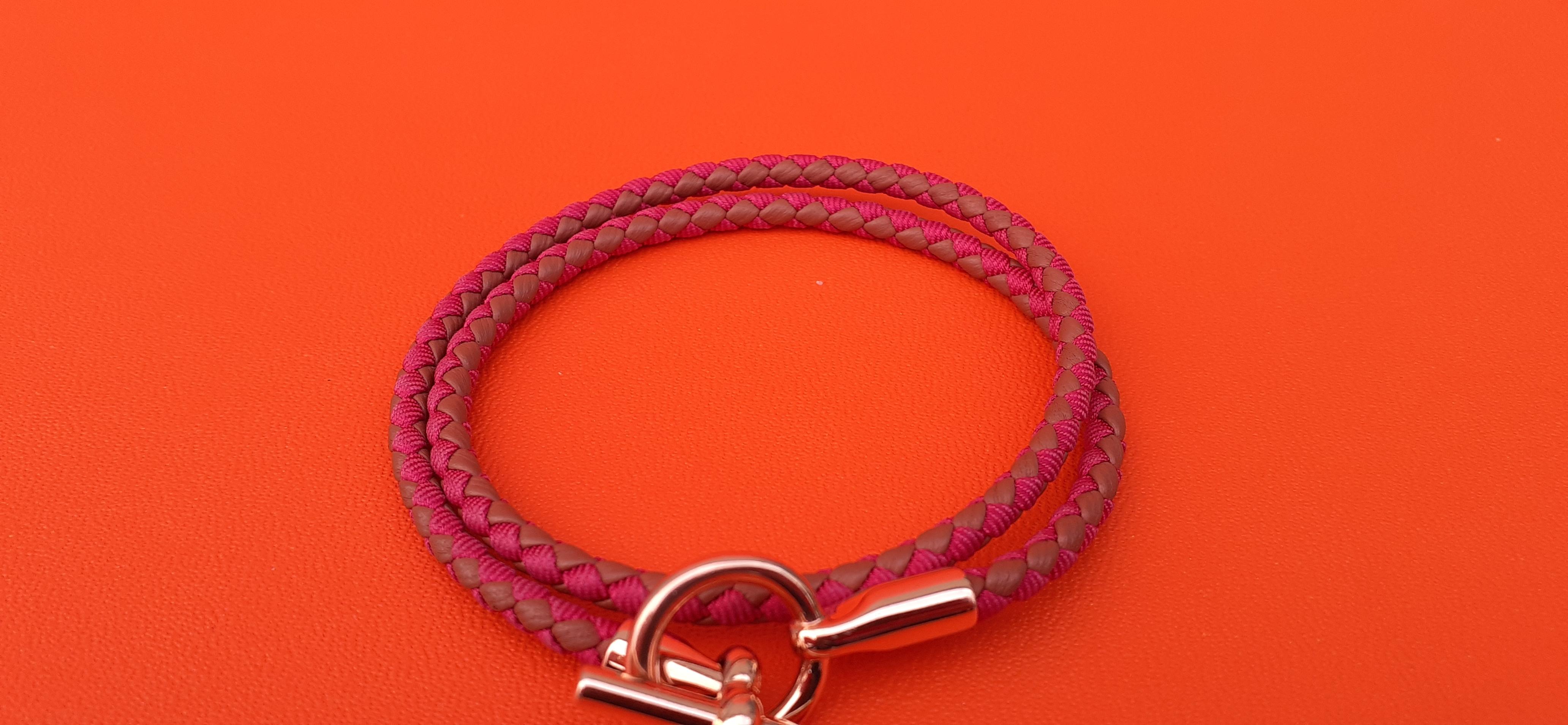 Hermès-Armband Glenan Double Tour Gold / Rose Indien Rosé Ghw T3 im Angebot 5