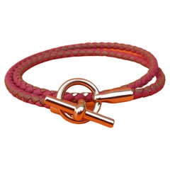 Hermès Bracelet Glenan Double Tour Gold / Rose Indien Rosé Ghw T3