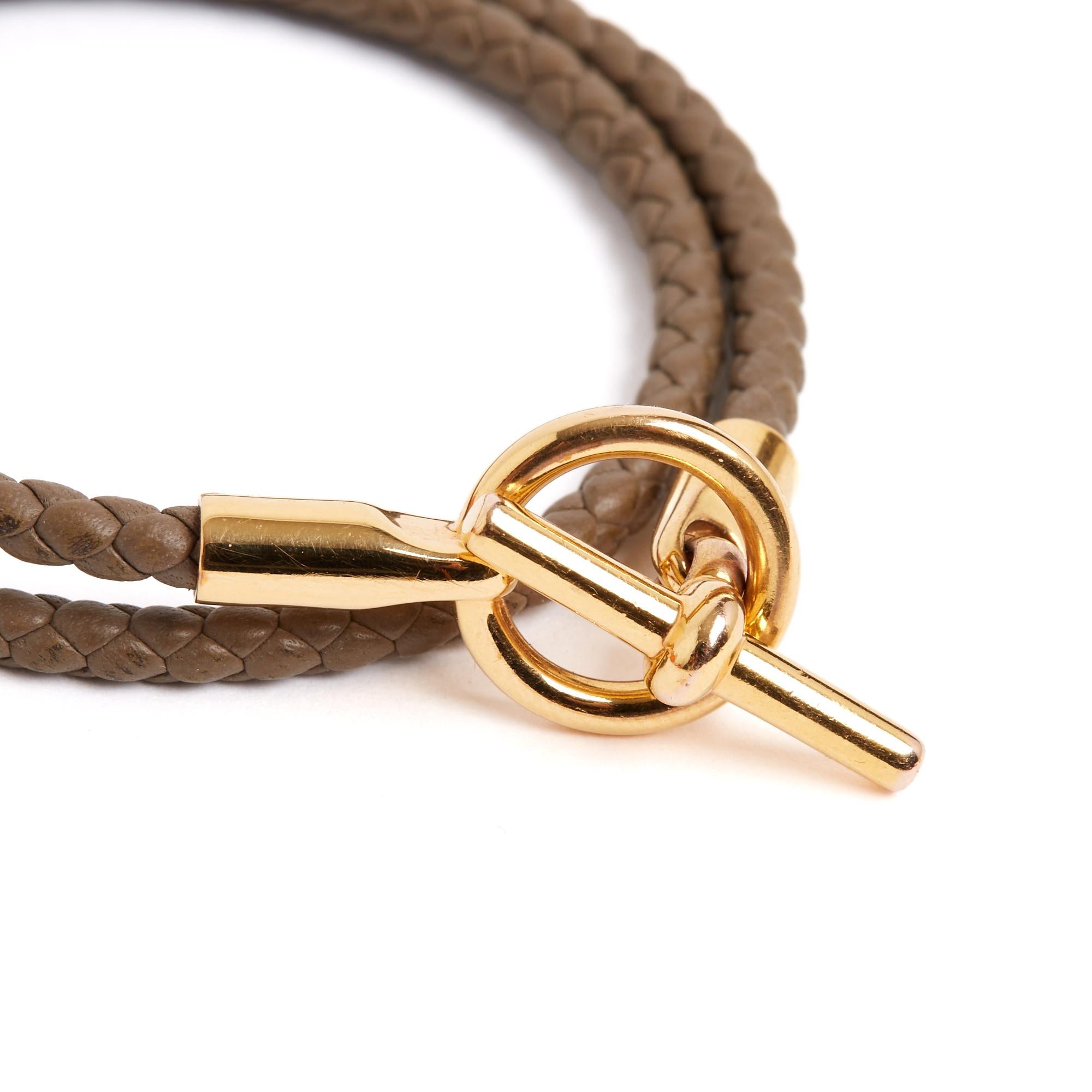 Hermès Pulsera Glénan doble Tour T2 Etoupe Cuero Glenan Pulsera S Hermes en Excelente estado para la venta en PARIS, FR