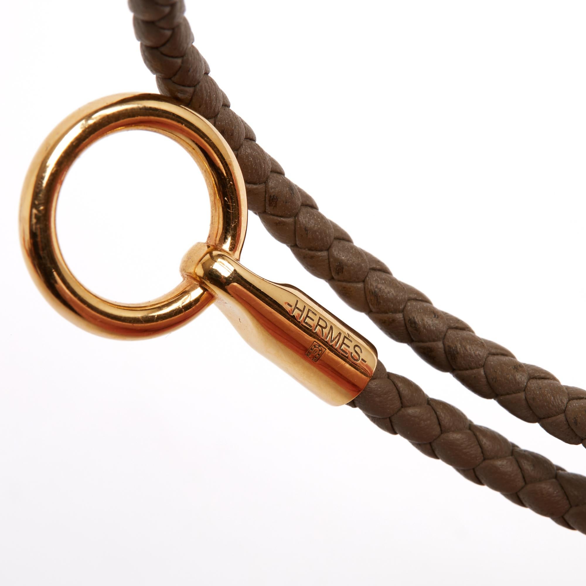Femenino o masculino Hermès Pulsera Glénan doble Tour T2 Etoupe Cuero Glenan Pulsera S Hermes en venta