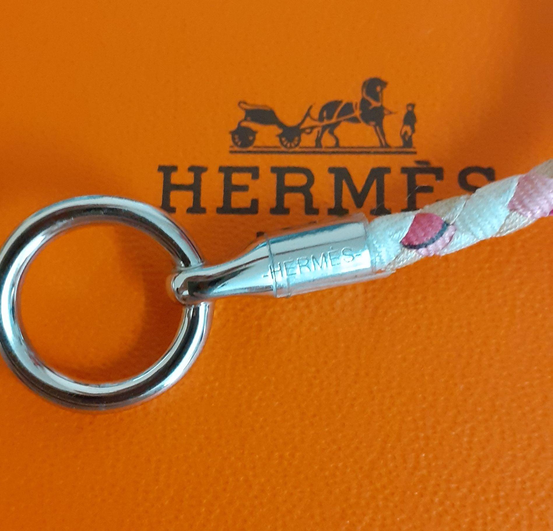 Hermès Bracelet Glenan Silk Palladium Hdw Limited Summer Edition Pink Size 3 For Sale 5