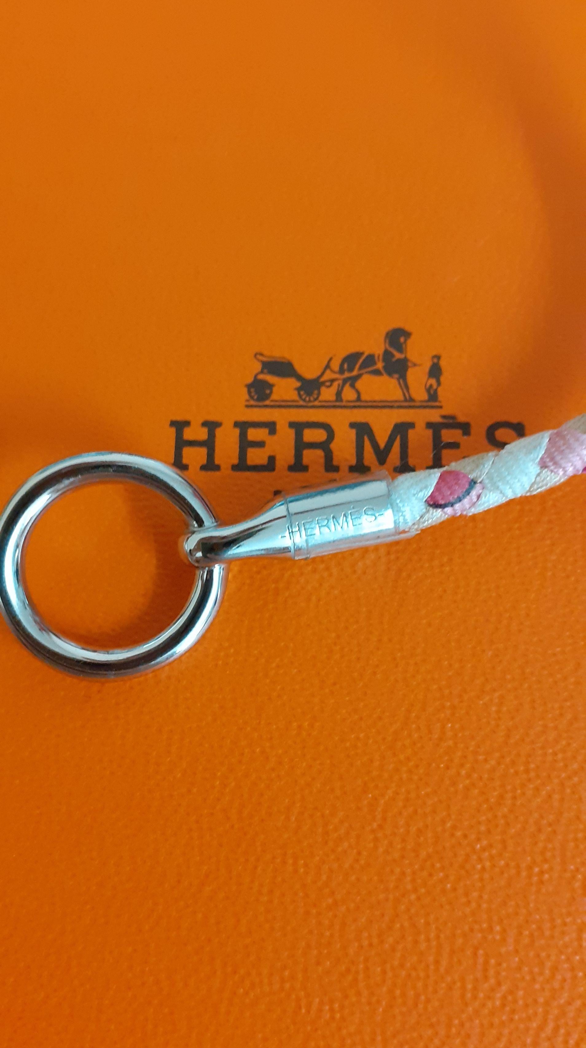 Hermès Bracelet Glenan Silk Palladium Hdw Limited Summer Edition Pink Size 3 For Sale 3