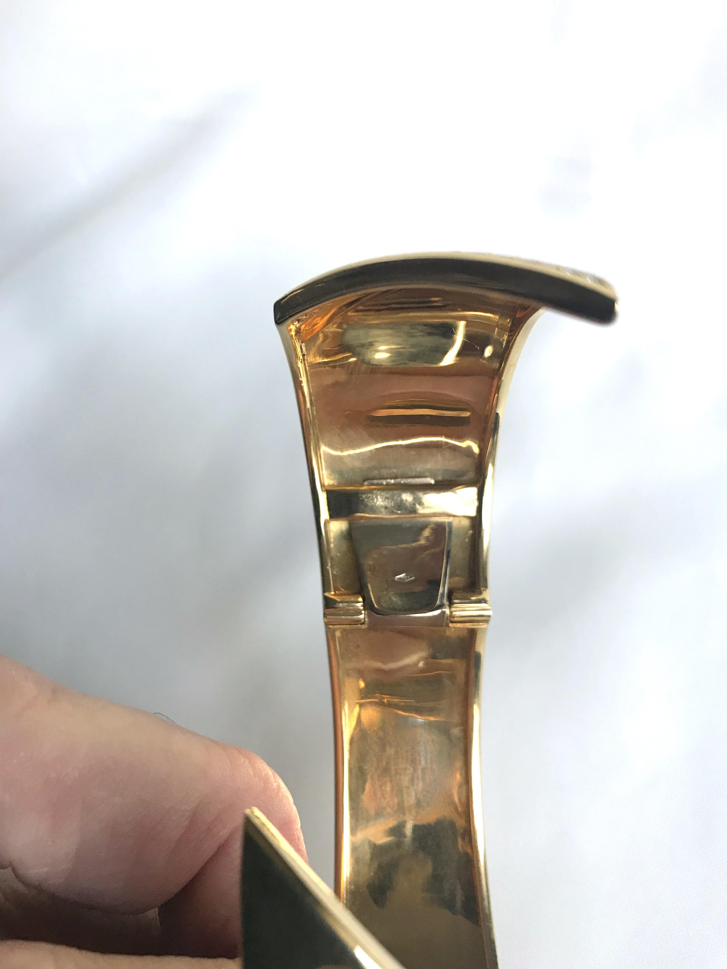 Bracciale Hermes in oro giallo 18 carati e linea di diamanti in vendita 2