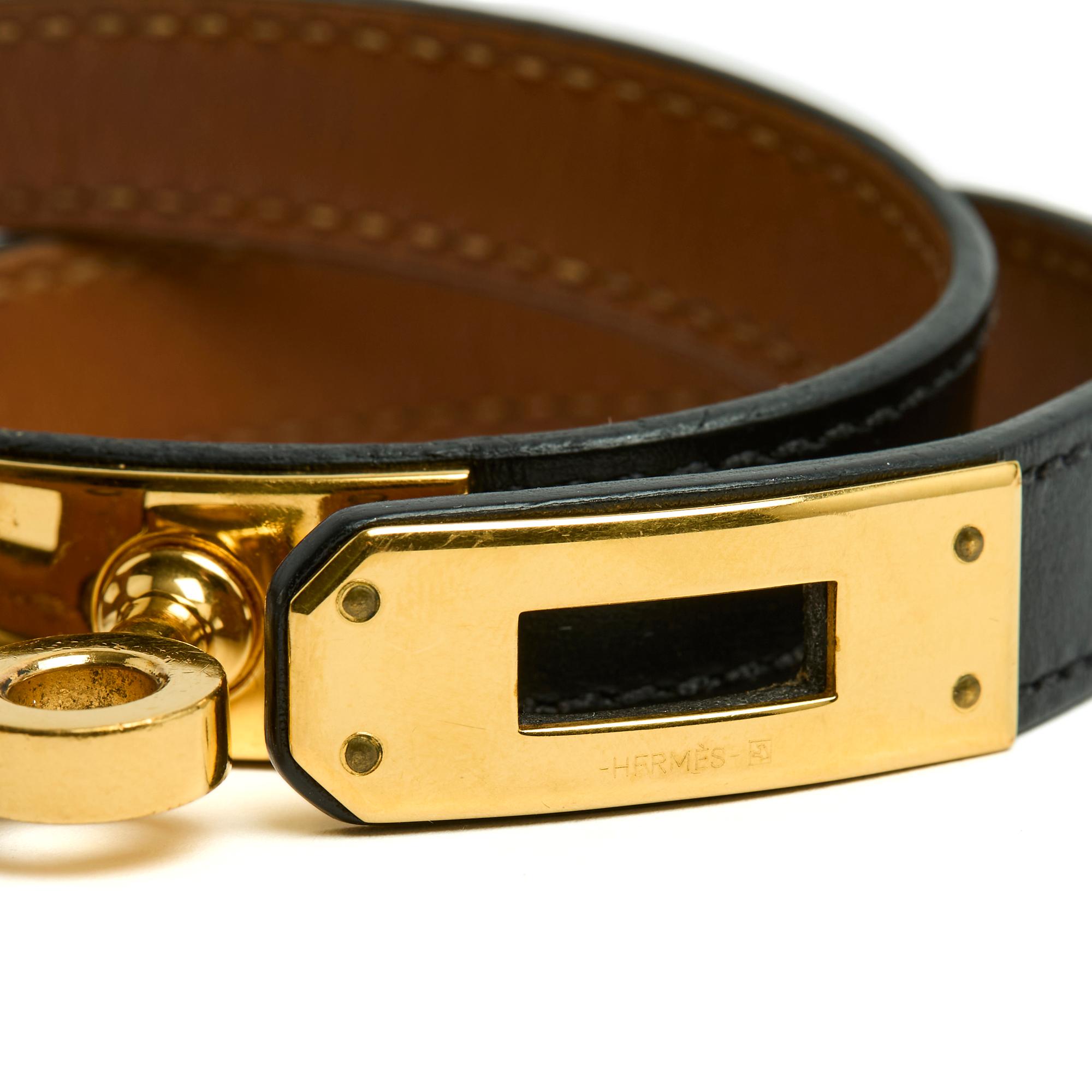 Women's or Men's Hermès Bracelet Kelly Double Tour S Black Gold Kelly Bracelet in box Hermes For Sale