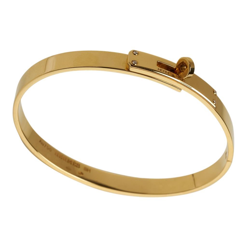 Taille brillant Hermès Bracelet Kelly à quatre diamants en or jaune 18 carats, petit modèle SH en vente