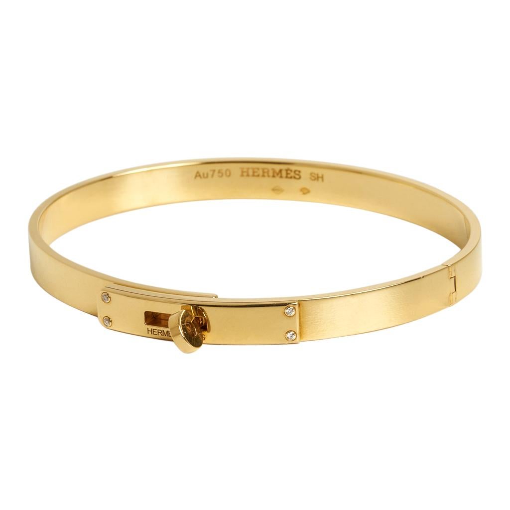 Hermès Bracelet Kelly à quatre diamants en or jaune 18 carats, petit modèle SH Neuf - En vente à Miami, FL