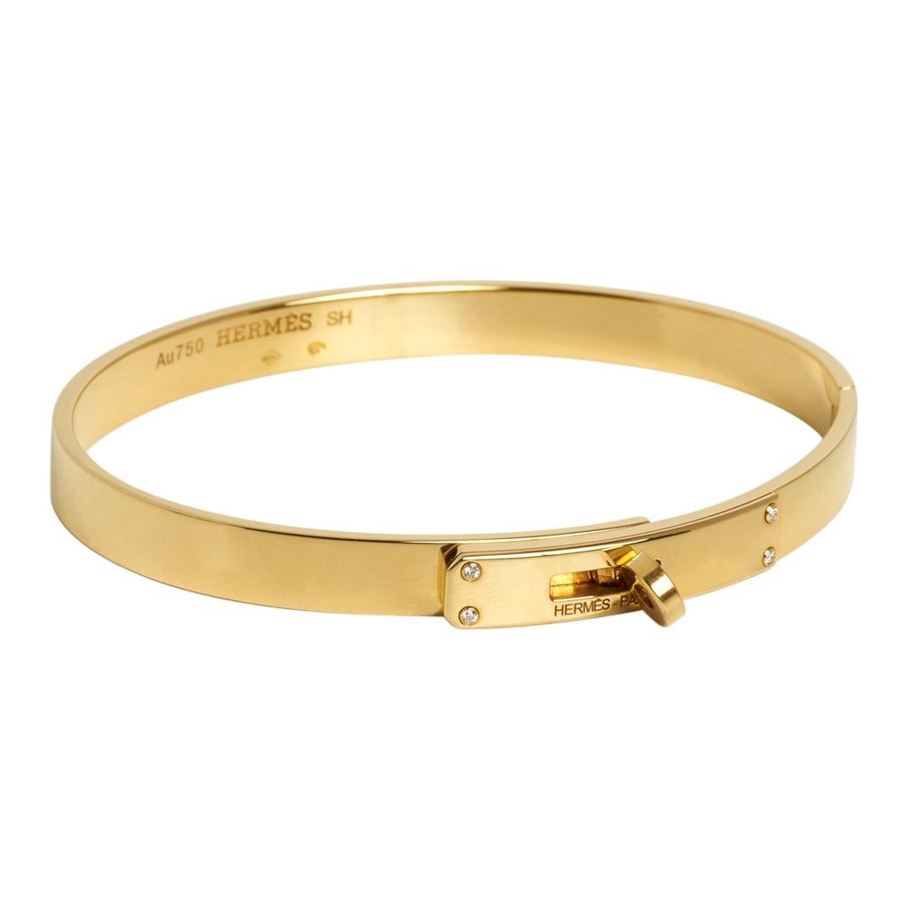 Hermès Bracelet Kelly à quatre diamants en or jaune 18 carats, petit modèle SH Pour femmes en vente