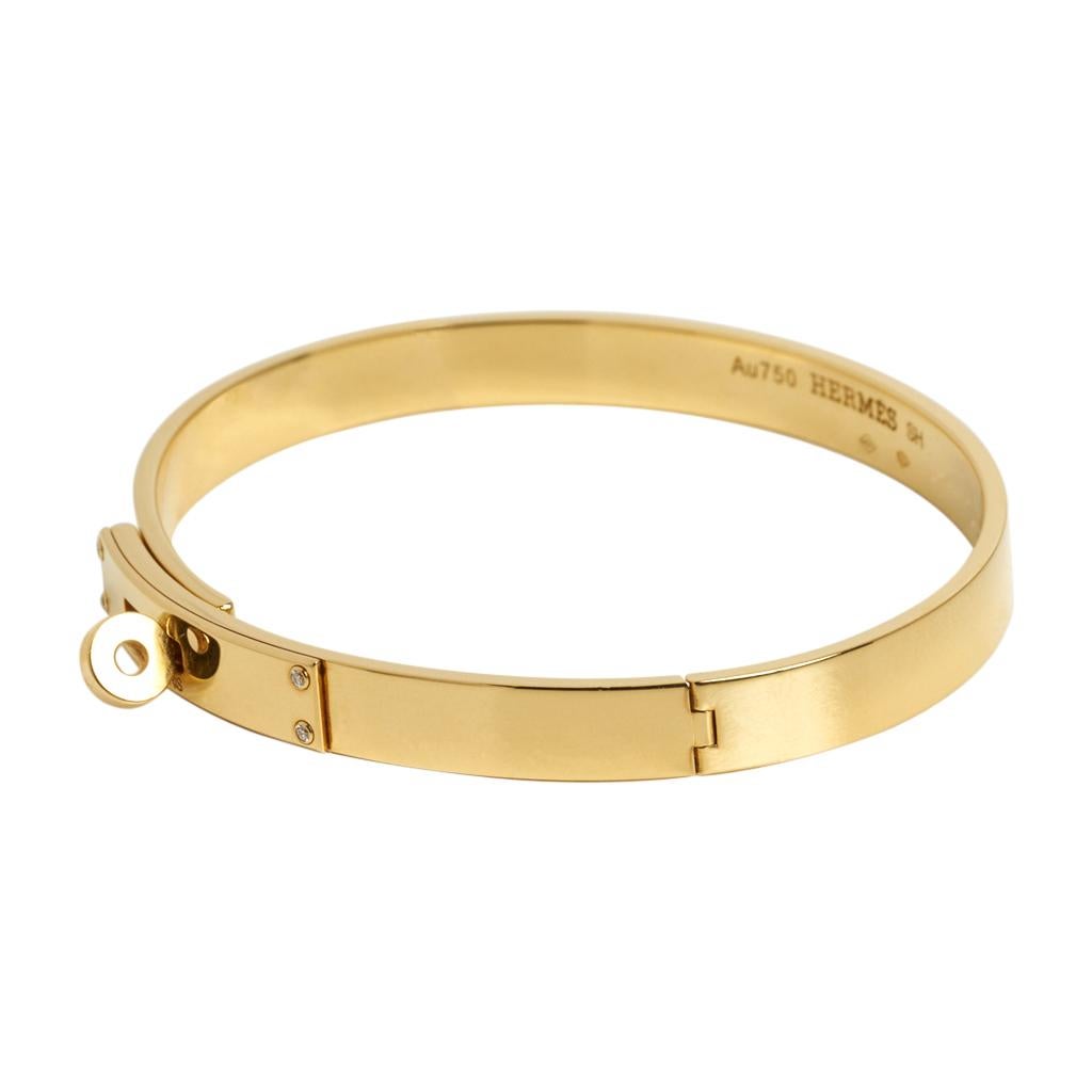 Hermès Bracelet Kelly à quatre diamants en or jaune 18 carats, petit modèle SH en vente 1